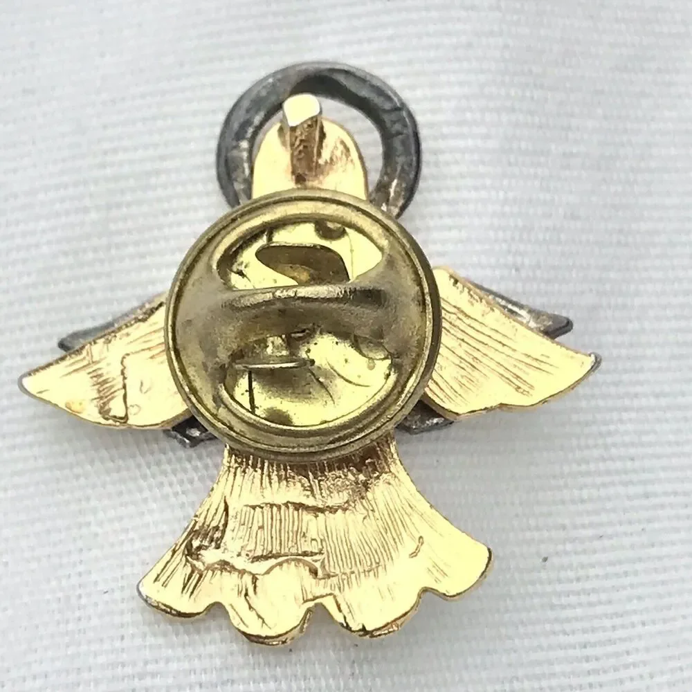 Angel Multi Tone Metal Halo Christian Catholic Vintage Pin Christmas Brooch